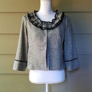 Ann Taylor LOFT Ruffler collar Blazer, Gray Size 6